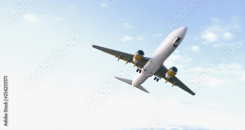 Commercial Airplane close fly by