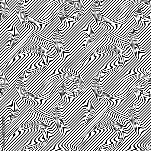 Abstract Illustration of Wave Stripes. Black and White Striped Background with Geometric Pattern and Visual Distortion Effect. Abstract Geometric Pattern Texture