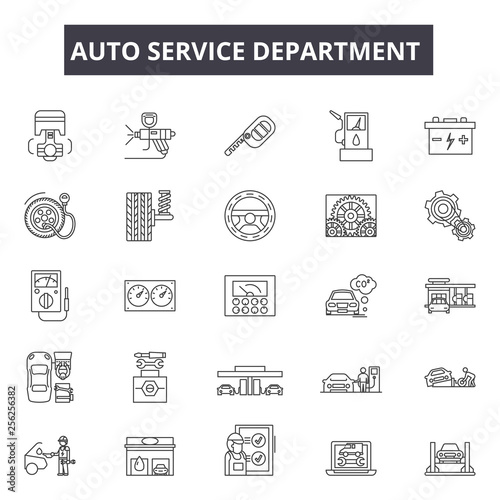 Auto service department line icons for web and mobile. Editable stroke signs. Auto service department  outline concept illustrations