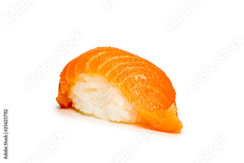 Sushi roll alone with a white background