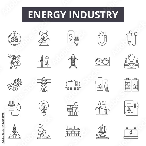 Energy industry line icons for web and mobile. Editable stroke signs. Energy industry  outline concept illustrations
