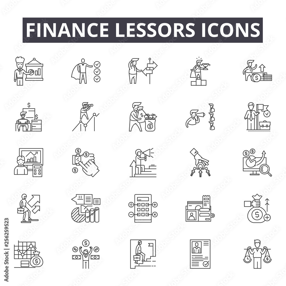 Finance lessors line icons for web and mobile. Editable stroke signs. Finance lessors  outline concept illustrations - obrazy, fototapety, plakaty 
