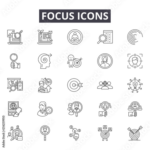 Focus line icons for web and mobile. Editable stroke signs. Focus  outline concept illustrations