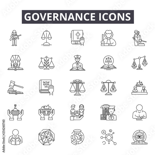 Governance line icons for web and mobile. Editable stroke signs. Governance  outline concept illustrations