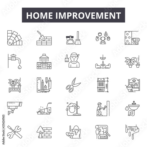 Home improvement line icons for web and mobile. Editable stroke signs. Home improvement  outline concept illustrations