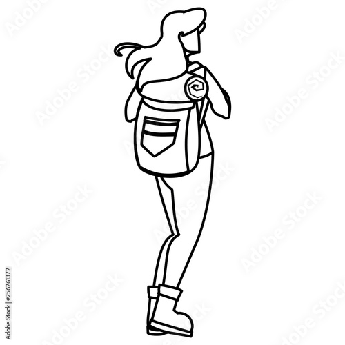 adventurous woman with travelbag