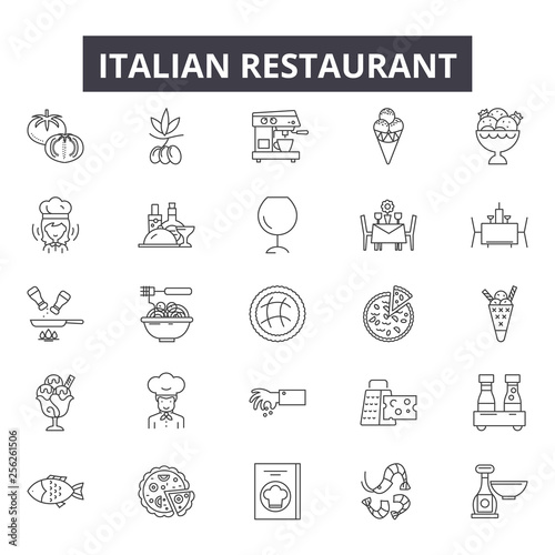 Italian restaurant line icons for web and mobile. Editable stroke signs. Italian restaurant  outline concept illustrations