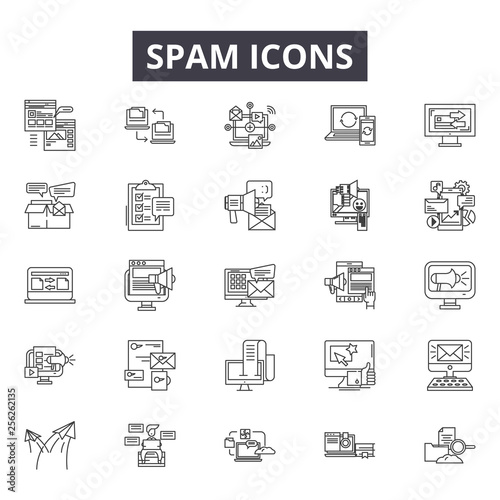 Spam line icons for web and mobile. Editable stroke signs. Spam  outline concept illustrations