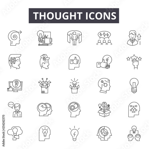 Thought line icons for web and mobile. Editable stroke signs. Thought  outline concept illustrations