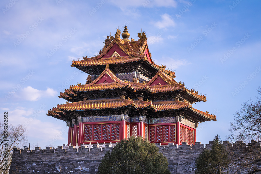 Beijing Forbidden City Corner Tower. Imperial Palace at Day