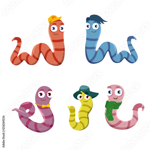 Set of multicolored worms