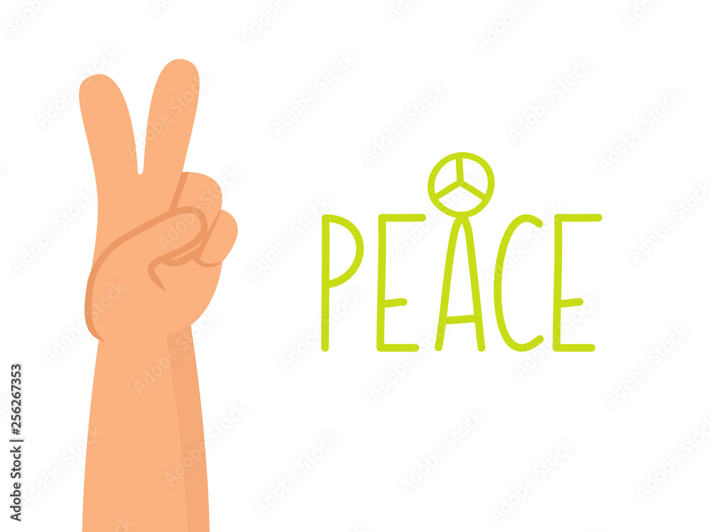 Peace human hand on white background. Peaceful gesture. Isolated flat cartoon illustration. Peace human hand on white background. Peaceful gesture. Isolated flat cartoon illustration.