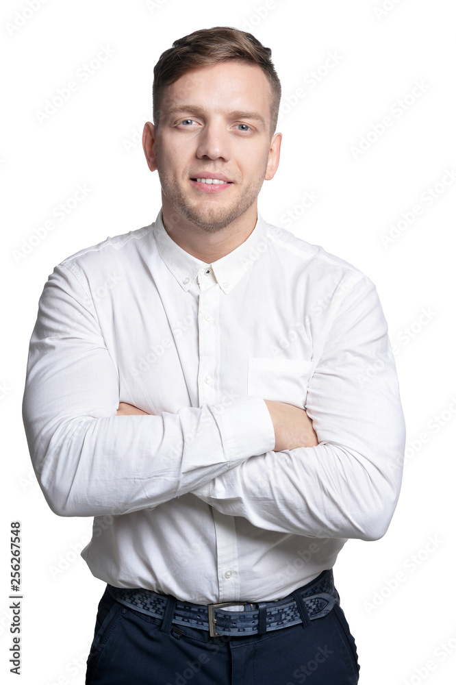 Portrait of young man posing on white background Portrait of young man posing on white background