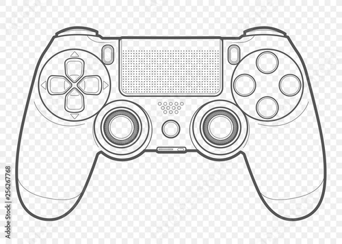 vector outline for playing video games console controller illustration with transparent background
