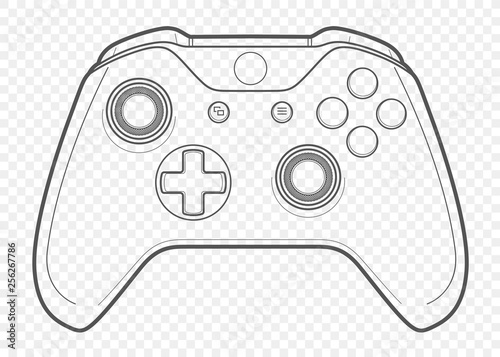 vector outline for playing video games console controller illustration with transparent background