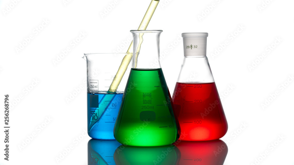 Chemical science glass on white background Chemical science glass on white background