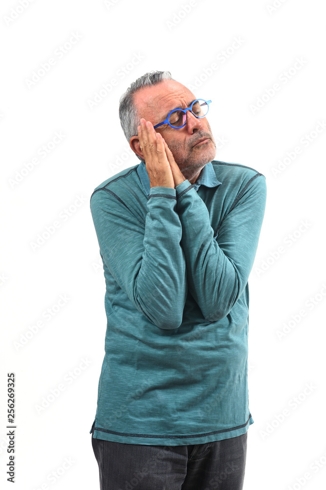 man sleeping on white background man sleeping on white background