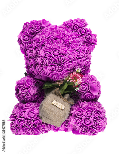 Violet holiday gift flower bear from foamiranovy roses.