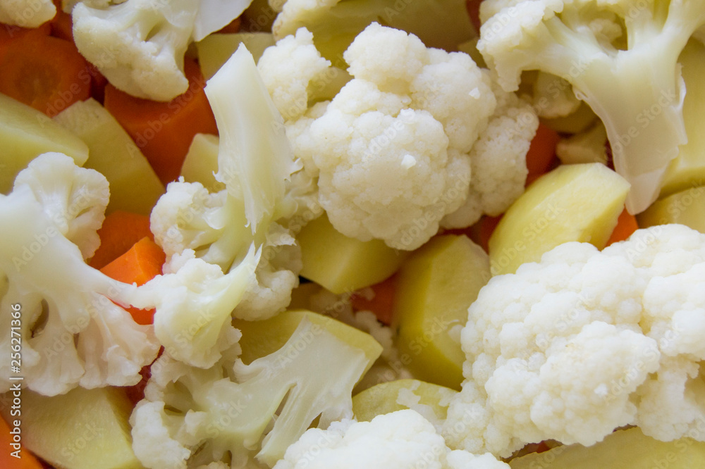 Tasty cauliflower and steamed carrots