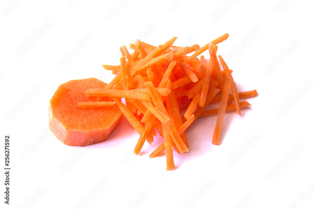 Circle of carrots and straws on a white background