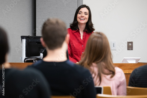 Business woman leading conference 