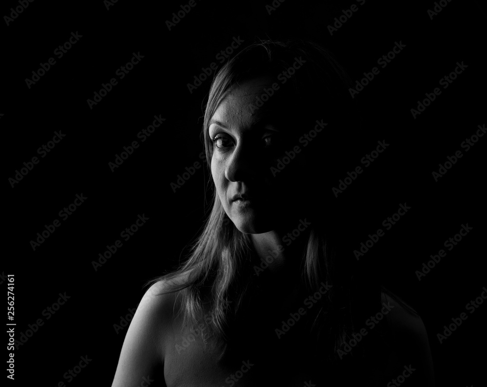 Young Woman Showing Expresion Black & White Isolated Young Woman Showing Expresion Black & White Isolated