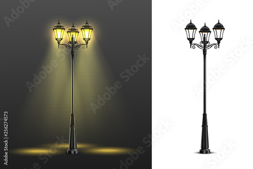 Realistic Street Lights Composition Set