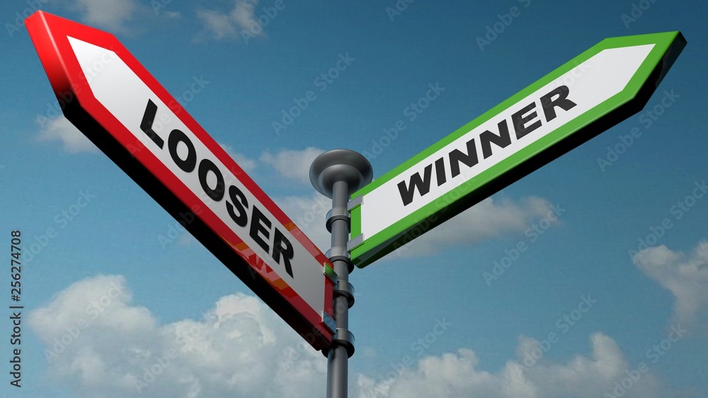 Fototapeta premium Looser - Winner street signs - 3D rendering illustration