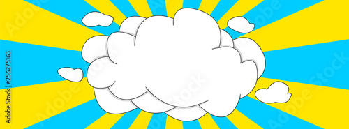 Cover for social media with white clouds on a yellow-blue background