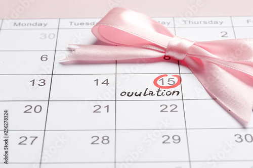 Fotografi ovulation Planning calendar. Girl