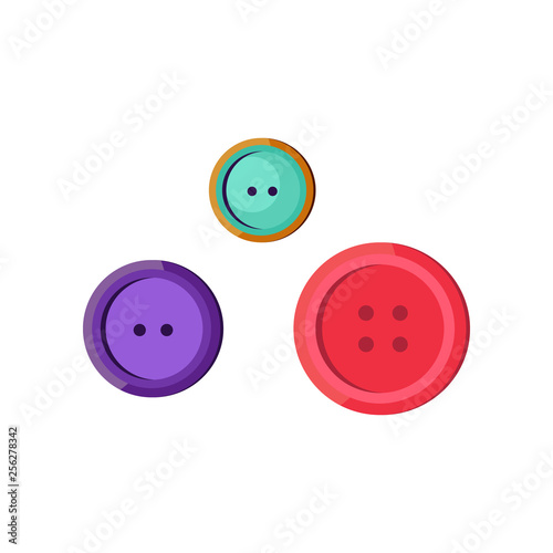 Colorful sewing buttons. Circle buttons of various sizes. Can be used for topics like atelier, hobby, dressmaking