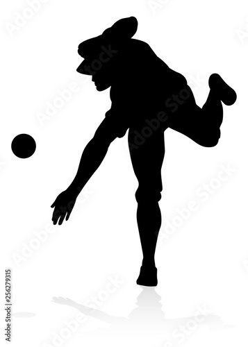 Baseball player in sports pose detailed silhouette