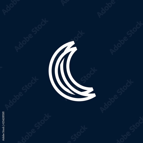 c letter moon crescent logo vector icon illustration