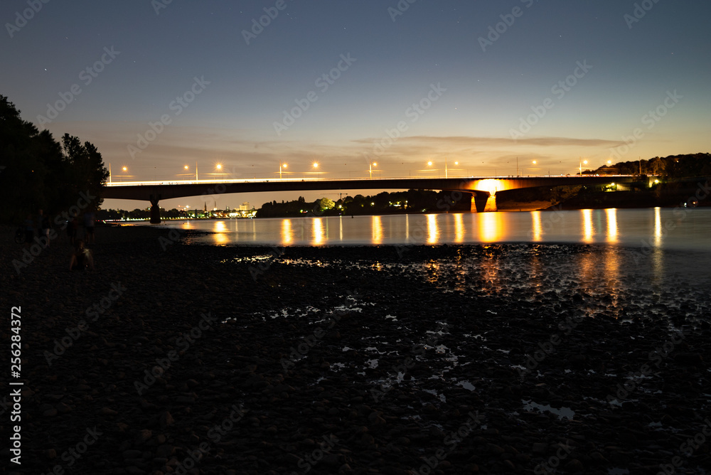 rhine bridge, twilight. 
