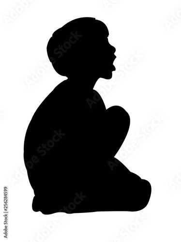 child sitting body silhouette vector