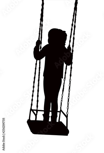 a girl swinging ailhouette vector photo