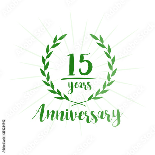 15 years anniversary celebration logo. Anniversary watercolor design template. Vector and illustration.