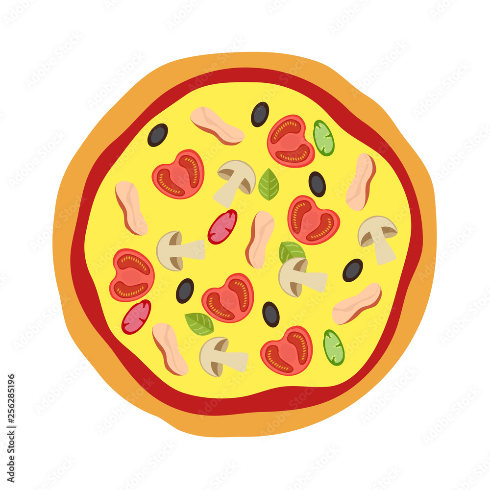 Pizza menu concept. Flat style food. Vector illustration. Pizza menu concept. Flat style food. Vector illustration.