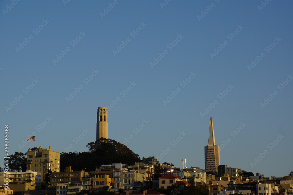 skyline at sunset in san francisco