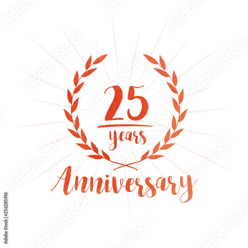 25 years anniversary celebration logo. Anniversary watercolor design template. Vector and illustration.