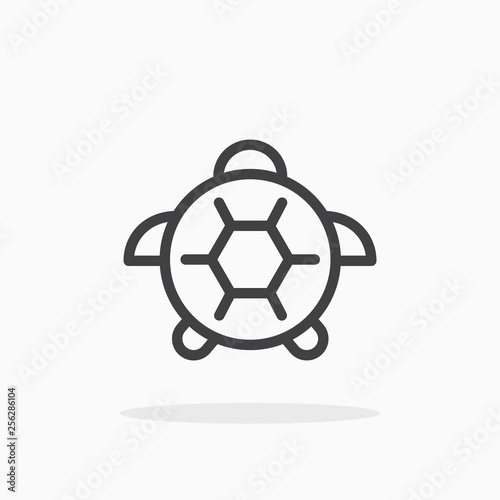 Turtle icon in line style. Editable stroke.