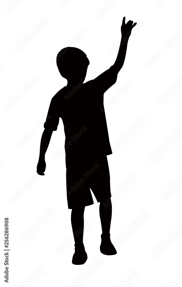 child raised hands, silhouette vector child raised hands, silhouette vector
