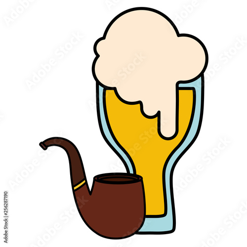 beer glass with pipe wooden