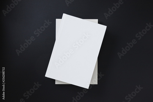 White book covers stacked on a black background © Gpeg26