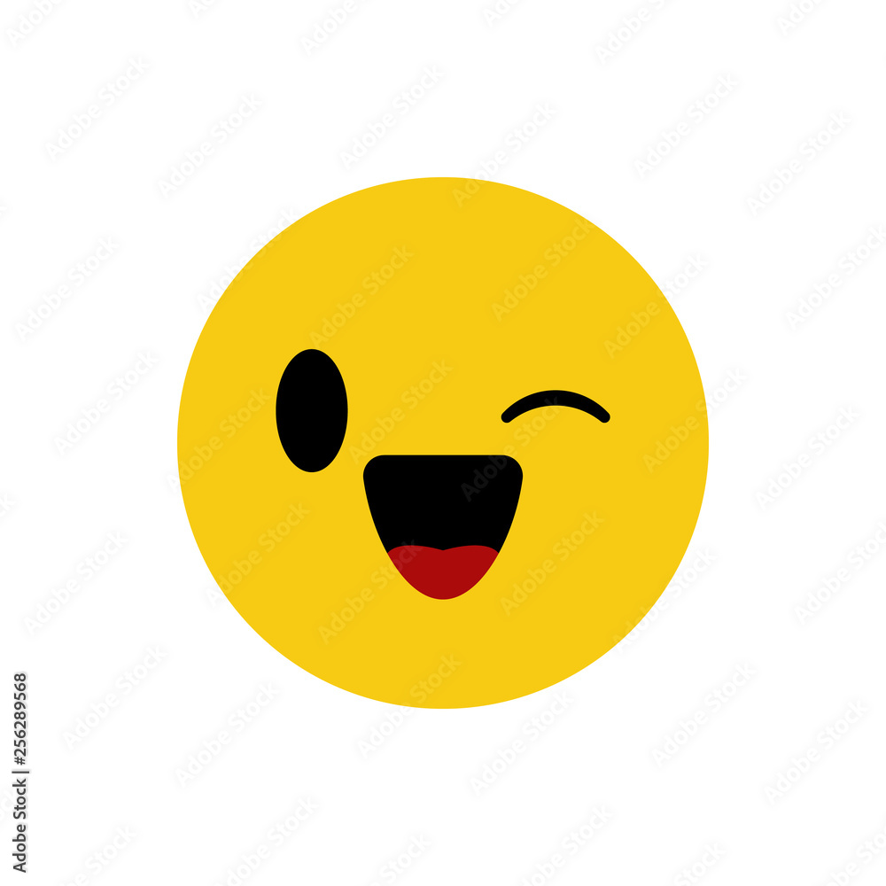 Fototapeta premium Winking and smiling emoticon