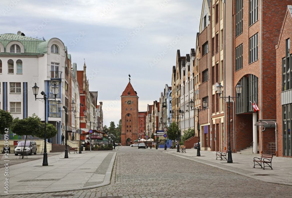 Old Market street in Elblag. Warmian-Masurian voivodeship. Poland