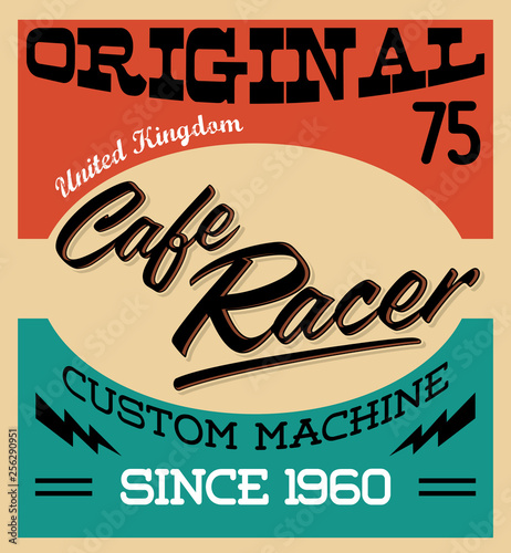 Cafe Racer Vintage Motorcycle Poster card vector illustration photo