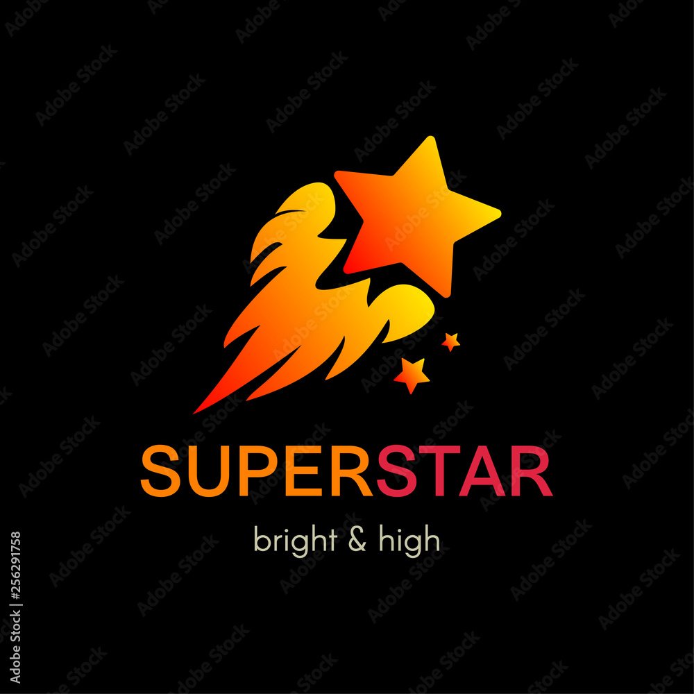 Flying star simple vector logo concept Flying star simple vector logo concept