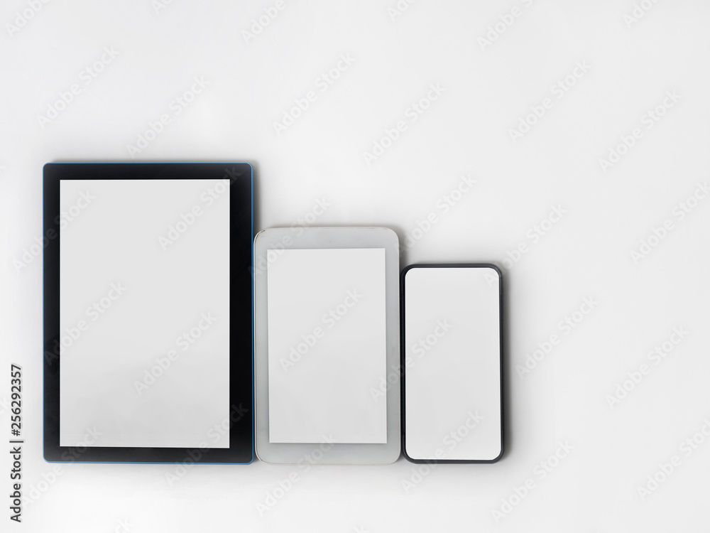 isolated on empty screen with tablet and smartphone isolated on empty screen with tablet and smartphone