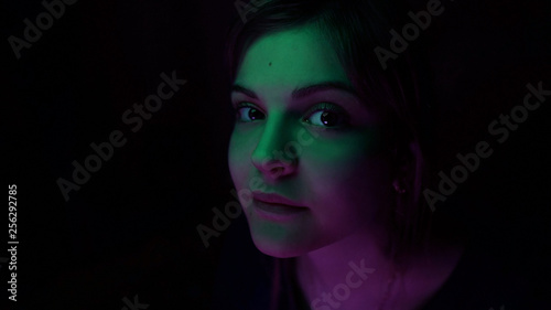 neon girl beautiful portrait